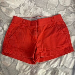 Orange J Crew Chino broken in shorts